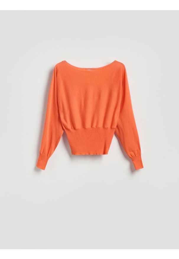 Reserved - Bluzka ze ściągaczem Nasa - pomarańczowy. Kolor: pomarańczowy. Materiał: dzianina, wiskoza