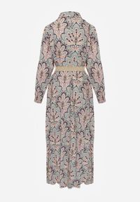 Renee - Miętowo-Różowa Koszulowa Sukienka z Dodatkowym Paskiem i Podpinanymi Rękawami Alonie. Kolor: miętowy. Typ sukienki: koszulowe #6