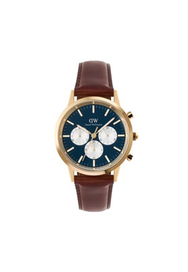 Daniel Wellington Zegarek Iconic Chronograph St Mawes Arctic Panda DW00100875 Brązowy. Kolor: brązowy