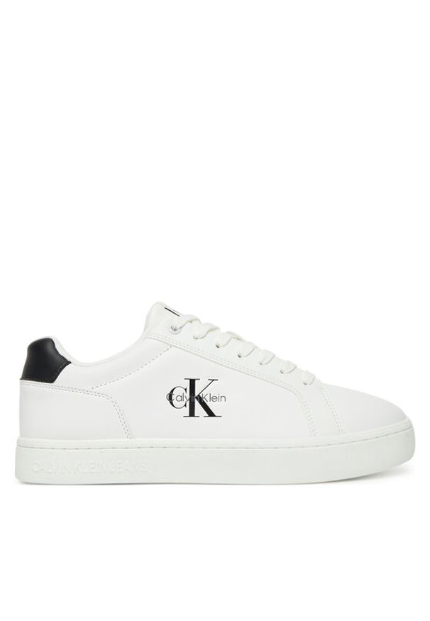 Calvin Klein Jeans Sneakersy Classic Cupsole Mono Lth YM0YM01369 Biały. Kolor: biały. Materiał: skóra