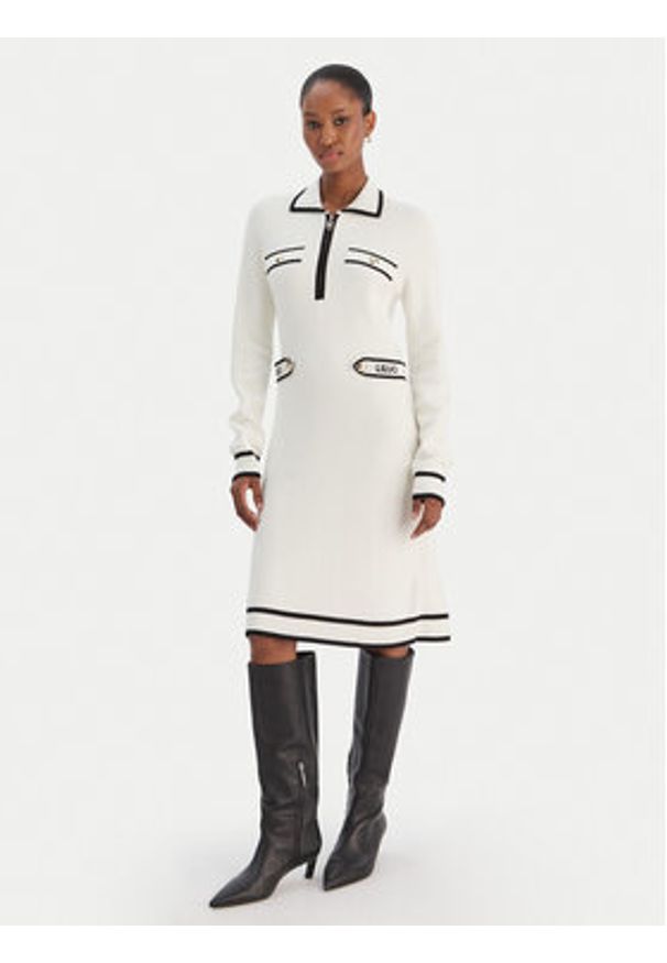 Liu Jo Sport Sukienka dzianinowa TF5251 MS59L Écru Regular Fit. Materiał: syntetyk. Typ sukienki: sportowe. Styl: sportowy