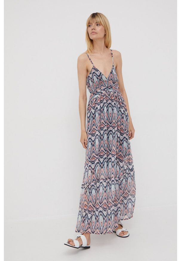 Pepe Jeans sukienka MARTINICA maxi rozkloszowana. Materiał: tkanina. Typ sukienki: rozkloszowane. Długość: maxi