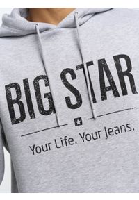 Big-Star - Bluza męska z kapturem z logo BIG STAR szara Ashlyno 901. Typ kołnierza: kaptur. Kolor: szary. Materiał: dzianina, dresówka. Wzór: nadruk