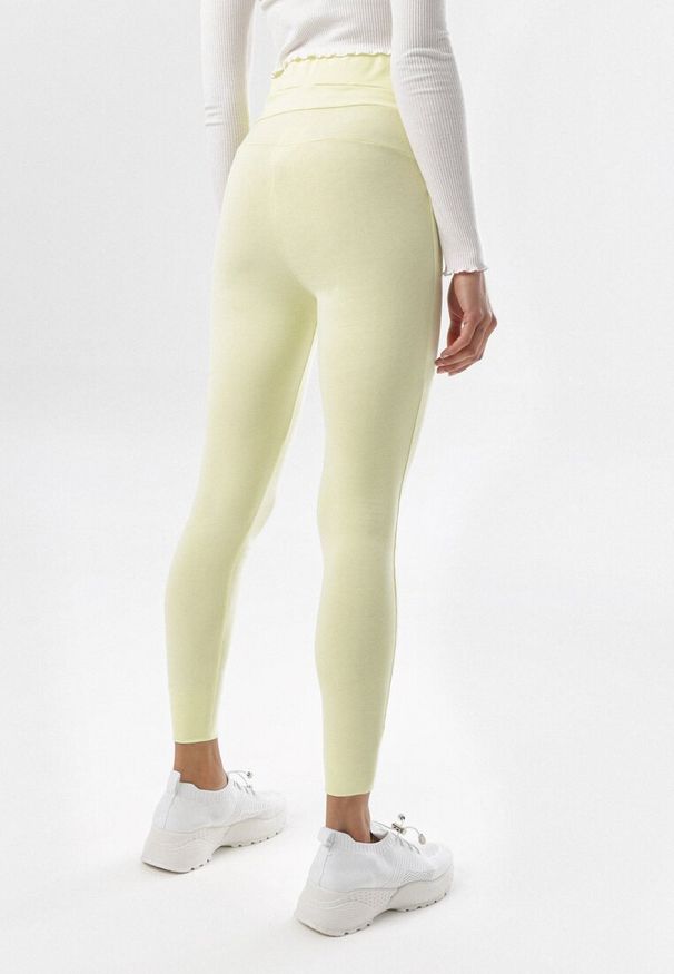 Born2be - Żółte Legginsy Aurashi. Stan: podwyższony. Kolor: żółty. Materiał: dzianina. Długość: krótkie