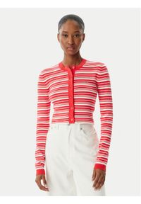 Tommy Jeans Kardigan DW0DW22314 Czerwony jasny Slim Fit. Kolor: czerwony. Materiał: bawełna #1
