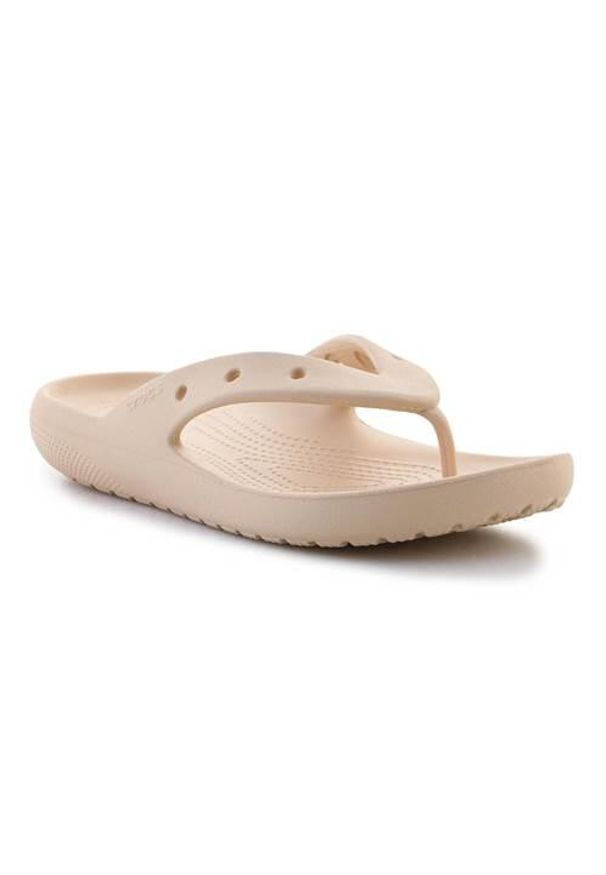 Japonki damskie Crocs Classic Flip V2. Kolor: beżowy. Materiał: materiał, syntetyk
