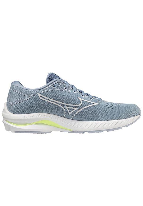 Buty do biegania damskie Mizuno Wave Rider 25. Zapięcie: sznurówki. Kolor: szary, wielokolorowy, żółty. Materiał: materiał, syntetyk, tkanina. Szerokość cholewki: normalna. Model: Mizuno Wave. Sport: bieganie