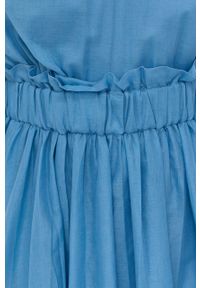 Red Valentino sukienka bawełniana mini rozkloszowana. Kolor: niebieski. Materiał: bawełna. Długość rękawa: krótki rękaw. Wzór: gładki. Typ sukienki: rozkloszowane. Długość: mini