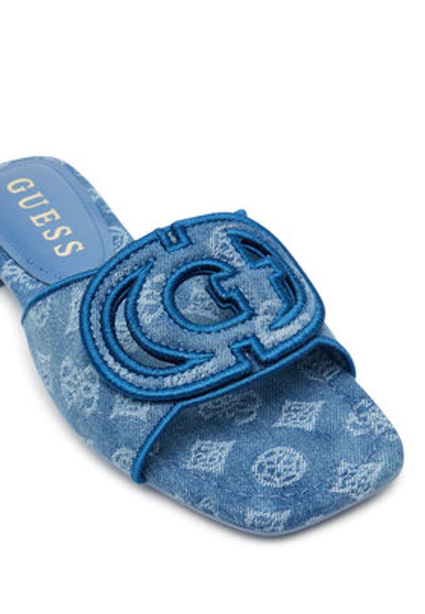 Guess Klapki FLJTSE DEN19 Niebieski. Kolor: niebieski. Materiał: skóra