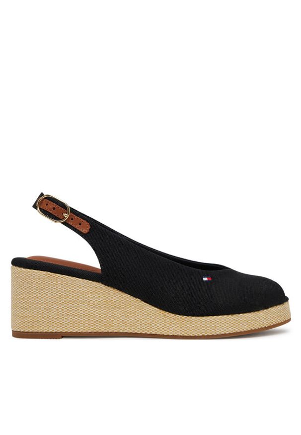 TOMMY HILFIGER - Tommy Hilfiger Espadryle Flag Mid Wedge Espad Slingback FW0FW08595 Czarny. Kolor: czarny. Materiał: materiał
