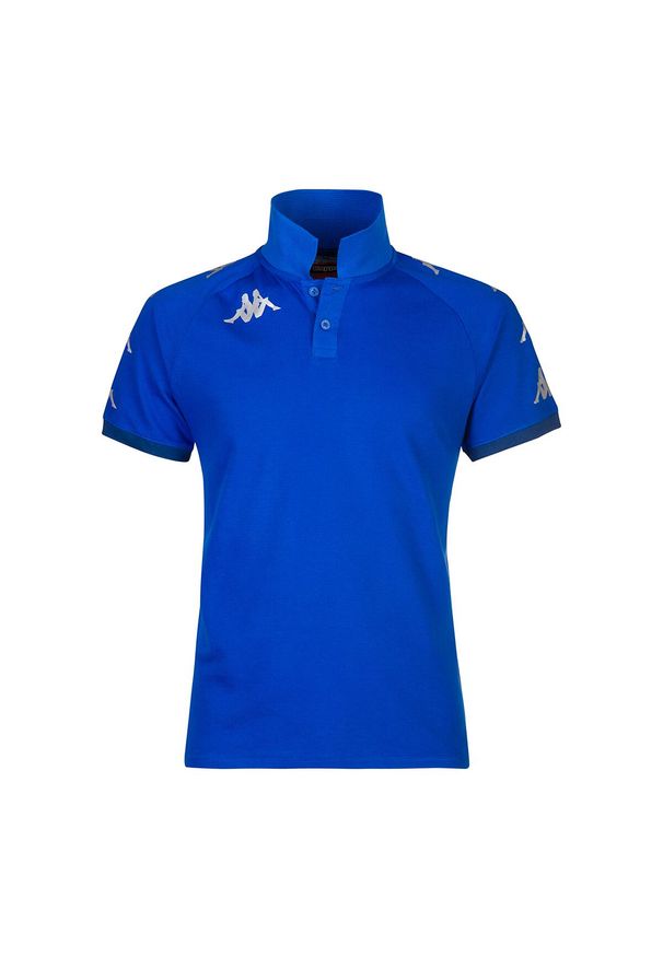 Dziecięca koszulka polo Kappa Caldes. Typ kołnierza: polo. Kolor: niebieski, wielokolorowy. Sport: piłka nożna