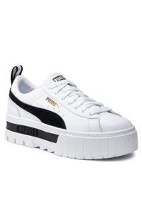 Sneakersy Puma Mayze Lth Wn's 381983 01 Puma White/Puma Black. Kolor: biały. Materiał: skóra