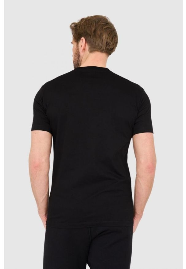 DSQUARED2 Czarny męski t-shirt z logo i zielonym liściem, Rozmiar XL. Kolor: czarny