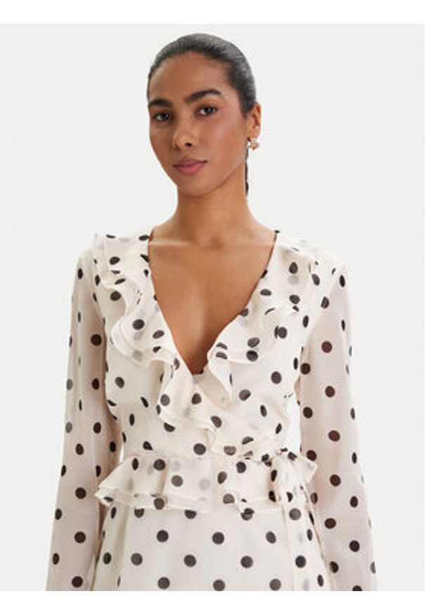 BARDOT - Bardot Sukienka koktajlowa Frill Detail 60115DB2 Écru Regular Fit. Materiał: syntetyk. Styl: wizytowy