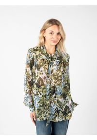Pinko Koszula "Betsy 1" | 1U11YJ 6931 | Kobieta | Zielony. Typ kołnierza: kołnierzyk stójkowy. Kolor: zielony. Materiał: poliester. Długość rękawa: długi rękaw. Długość: długie. Wzór: kwiaty #2