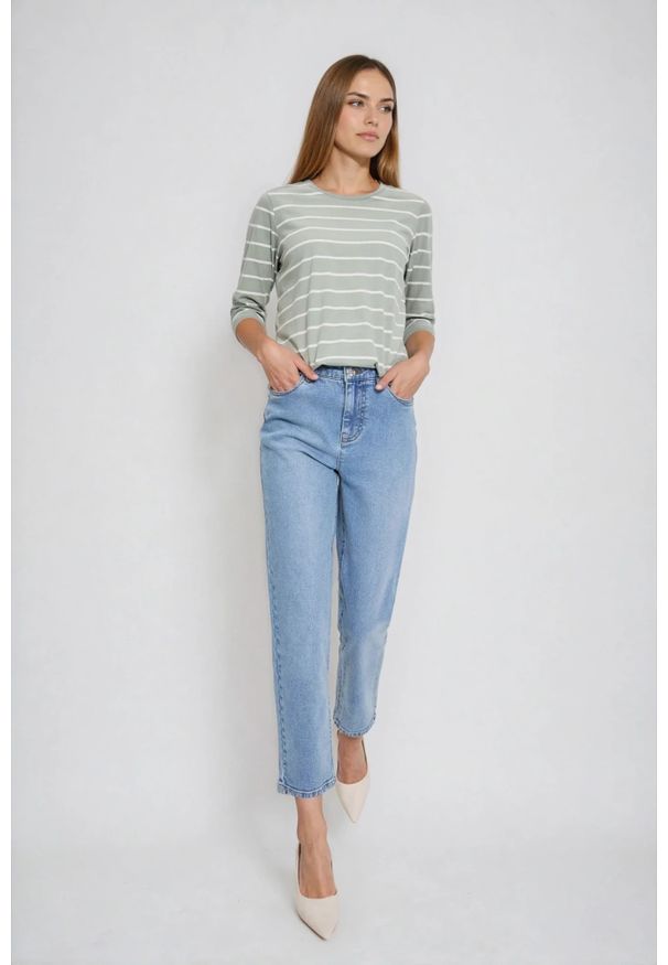 MOODO - Jeansy z prostą nogawką niebieskie. Kolor: niebieski