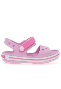 Sandały Crocs Crocband Sandal 12856-6GD - różowe. Kolor: różowy. Materiał: materiał. Styl: klasyczny