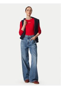 Tommy Jeans Bluzka Classic Logo DW0DW23248 Czerwony Slim Fit. Kolor: czerwony. Materiał: bawełna #3