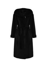 CATERINA - Czarny płaszcz z alpaką i wełną. Kolor: czarny. Materiał: wełna #4