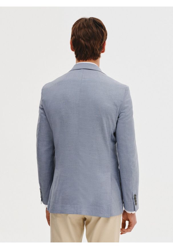 Pako Lorente - PAKO LORENTE – Niebieska marynarka męska. Kolor: niebieski. Materiał: poliester, elastan, wiskoza. Wzór: gładki. Sezon: wiosna