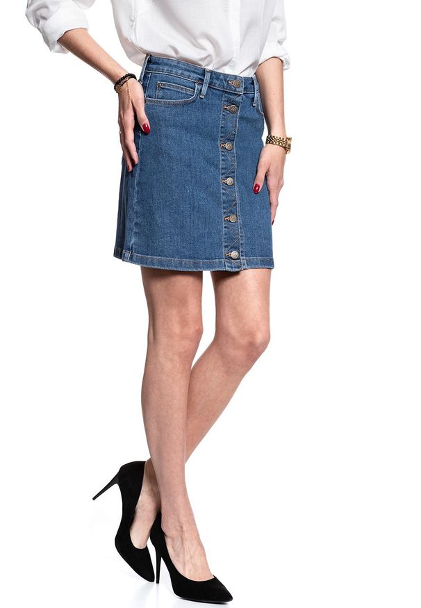 Lee - SPÓDNICA JEANSOWA LEE A LINE SKIRT MID STONEWASH L38NMG44 112108286. Materiał: jeans