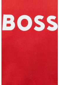 BOSS bluza bawełniana 50468357 damska kolor czerwony z nadrukiem. Kolor: czerwony. Materiał: bawełna. Długość rękawa: długi rękaw. Długość: długie. Wzór: nadruk #2