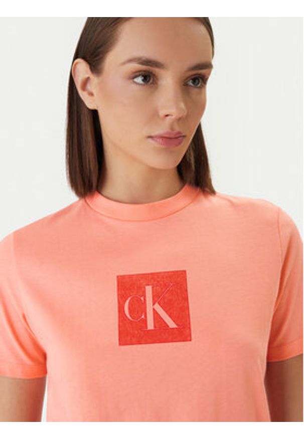 Calvin Klein Jeans T-Shirt LV047F819G Pomarańczowy Classic Fit. Kolor: pomarańczowy. Materiał: bawełna