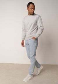 Born2be - Szara Bluza o Klasycznym Kroju z Bawełną Merinne. Okazja: na co dzień. Kolor: szary. Materiał: bawełna. Styl: klasyczny #2