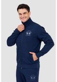 La Martina - LA MARTINA Granatowa męska bluza ze stójką, Rozmiar XXL. Okazja: na co dzień. Typ kołnierza: kołnierzyk stójkowy. Kolor: niebieski. Materiał: bawełna. Styl: casual #5