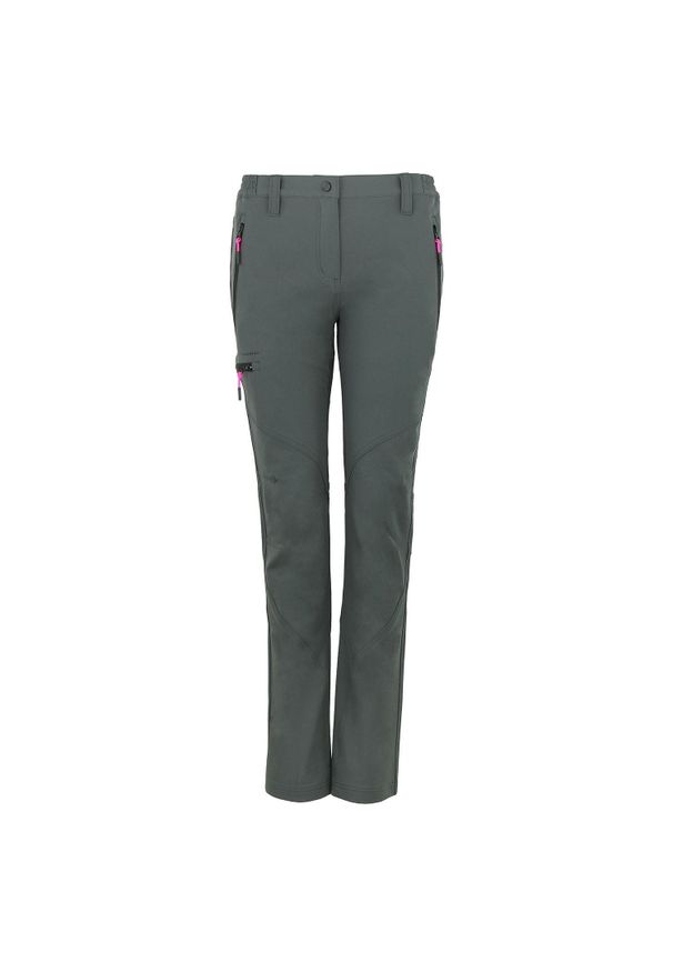 PEAK MOUNTAIN - Spodnie damskie z trzema kieszeniami i podparciem na ręce Peak Mountain. Kolor: szary. Sezon: lato. Sport: turystyka piesza