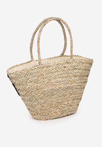 Born2be - Czarno-Beżowa Słomiana Torebka w Stylu Boho na Rączkach Ozdobiona Ażurową Tasiemką Axopia. Kolor: czarny. Wzór: aplikacja, ażurowy. Sezon: lato, wiosna. Styl: boho #3