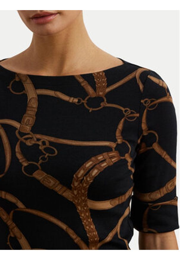 Lauren Ralph Lauren - LAUREN RALPH LAUREN Bluzka 200971107001 Czarny Slim Fit. Kolor: czarny. Materiał: bawełna