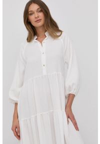Nissa sukienka kolor biały midi rozkloszowana. Kolor: biały. Materiał: tkanina. Długość rękawa: raglanowy rękaw. Typ sukienki: rozkloszowane. Długość: midi #5