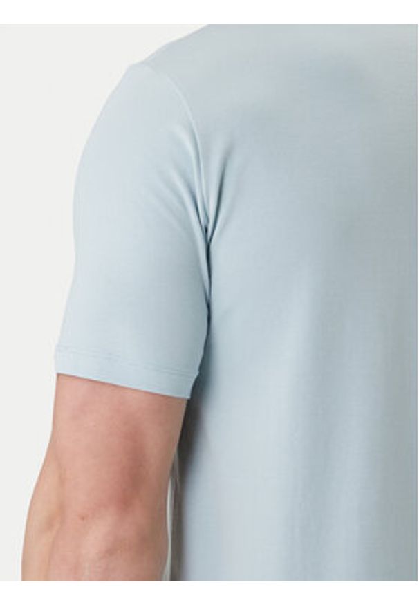 Karl Lagerfeld - KARL LAGERFELD T-Shirt 755047 562235 Błękitny Regular Fit. Typ kołnierza: dekolt w karo. Kolor: niebieski. Materiał: bawełna
