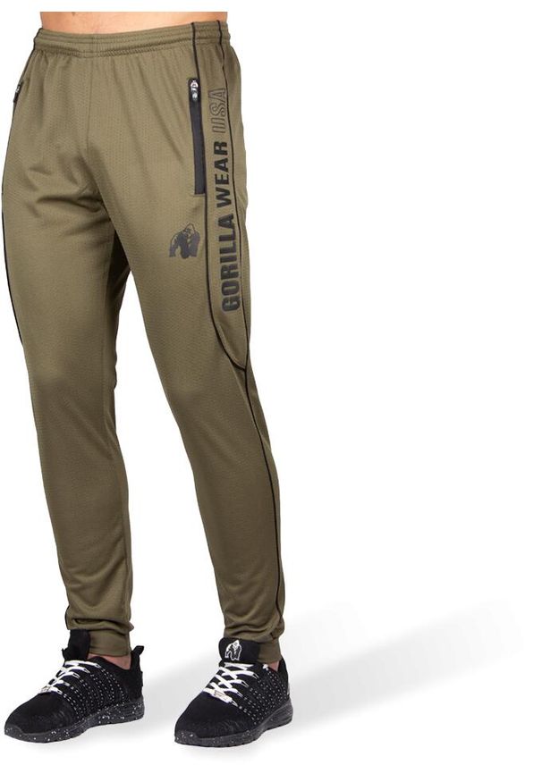 GORILLA WEAR - Spodnie fitness męskie Gorilla Wear Branson Pants. Kolor: wielokolorowy, zielony, czarny. Materiał: mesh, tkanina. Sport: fitness
