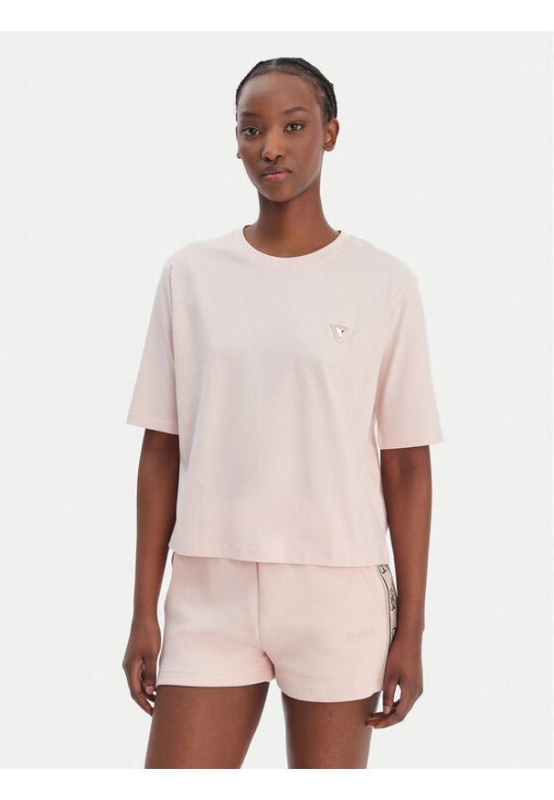 Guess T-Shirt V4BI21 I3Z14 Różowy Relaxed Fit. Kolor: różowy. Materiał: bawełna