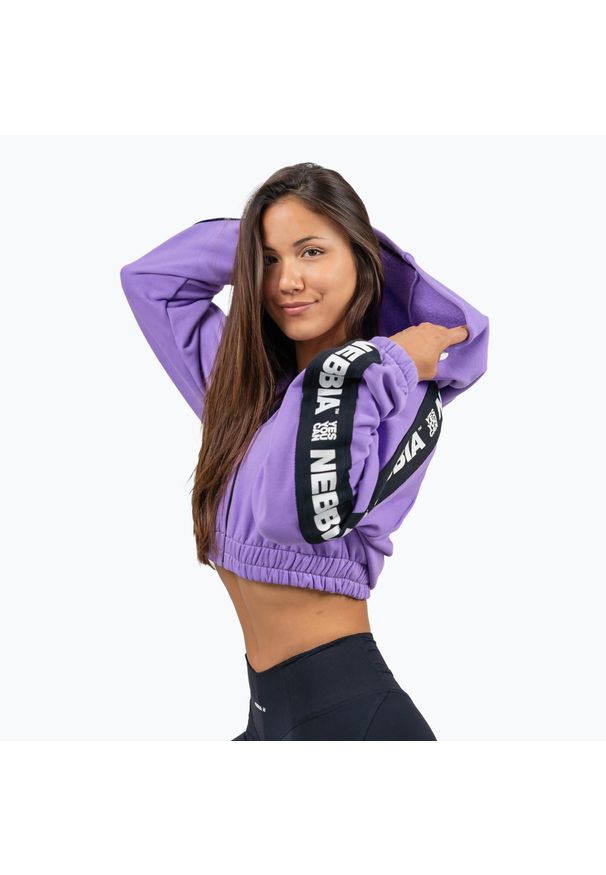 Bluza NEBBIA Crop Hoodie Iconic. Kolor: fioletowy. Sport: fitness
