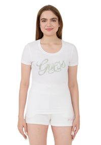 Guess - GUESS Biały damski t-shirt Script, Rozmiar S. Kolor: biały #5
