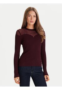 Morgan Sweter 252-MAMDO Bordowy Slim Fit. Kolor: czerwony. Materiał: wiskoza #1