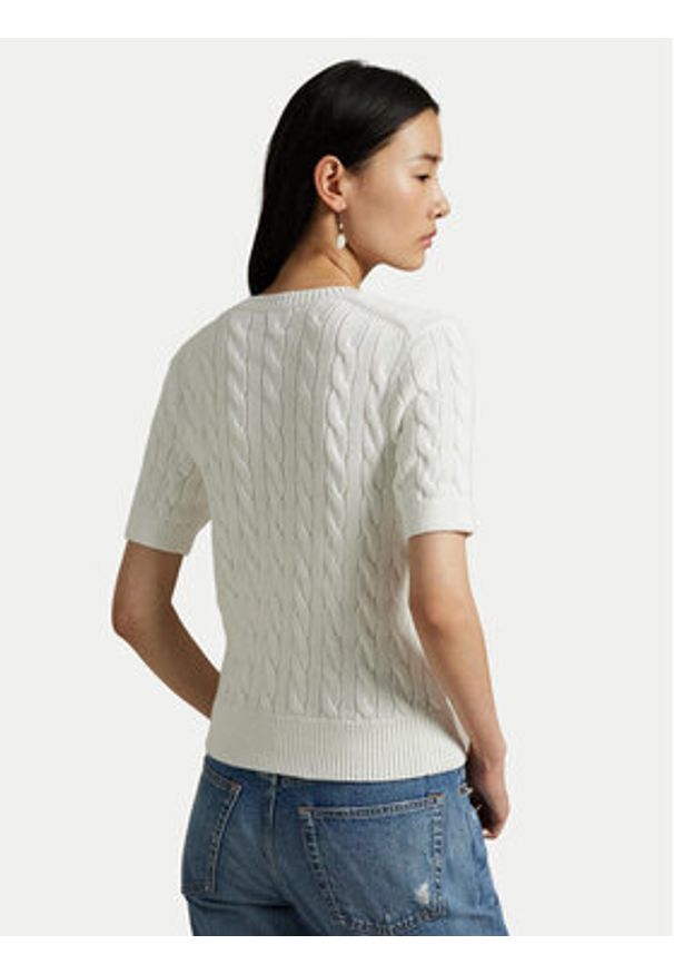 Polo Ralph Lauren Kardigan 211966720001 Biały Slim Fit. Typ kołnierza: polo. Kolor: biały. Materiał: bawełna