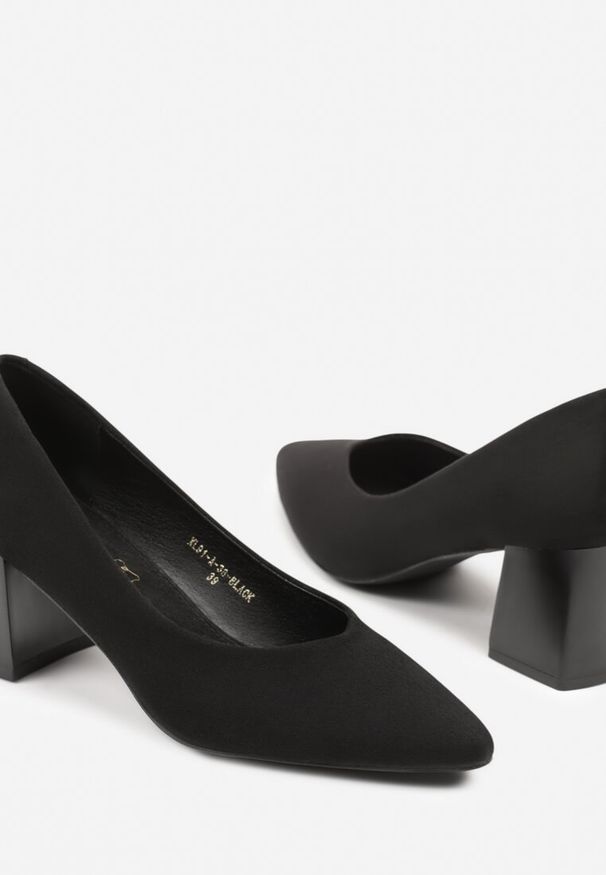 Born2be - Czarne Czółenka Vices na Stożkowym Obcasie ze Skórzaną Wkładką Erani. Okazja: na spotkanie biznesowe. Kolor: czarny. Materiał: skóra. Obcas: na obcasie. Styl: elegancki, klasyczny, biznesowy. Wysokość obcasa: średni