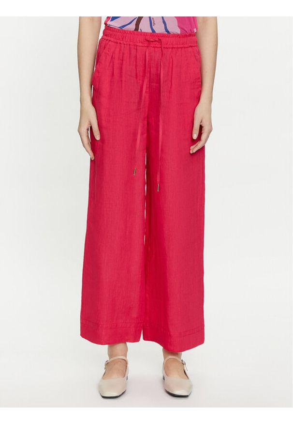 Marella Spodnie materiałowe Apogeo 2413131084 Różowy Relaxed Fit. Kolor: różowy. Materiał: len