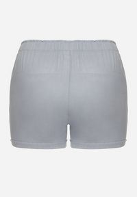 Born2be - Niebieskie Casualowe Szorty z Lnem z Gumką w Talii Filowena. Okazja: na co dzień. Kolekcja: plus size. Kolor: niebieski. Materiał: len. Styl: casual #4