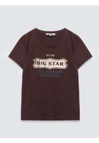 Big-Star - Koszulka damska z linii Authentic z logo BIG STAR brązowa Rissmelna 804. Okazja: na co dzień. Kolor: brązowy. Materiał: dzianina. Wzór: nadruk. Sezon: zima, jesień. Styl: casual, klasyczny #1