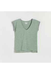 Reserved - T-shirt kimono - Zielony. Kolor: zielony