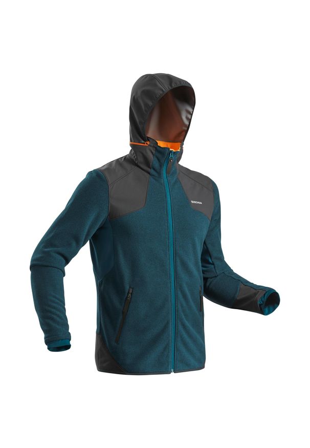quechua - Polar turystyczny - SH500 x-Warm - męski. Kolor: szary, wielokolorowy, niebieski, turkusowy. Materiał: polar