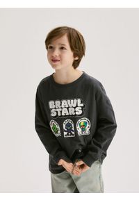 Reserved - Longsleeve Brawl Stars - ciemnoszary. Kolor: szary. Materiał: bawełna, dzianina. Długość rękawa: długi rękaw #1