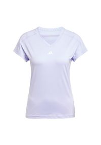 Adidas - Koszulka AEROREADY Train Essentials Minimal Branding V-Neck. Typ kołnierza: dekolt w serek. Kolor: biały, wielokolorowy, fioletowy. Materiał: materiał