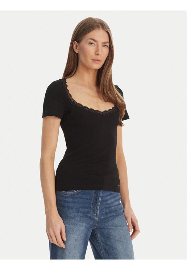 Morgan Bluzka 261-DAMOUR Czarny Slim Fit. Kolor: czarny. Materiał: bawełna