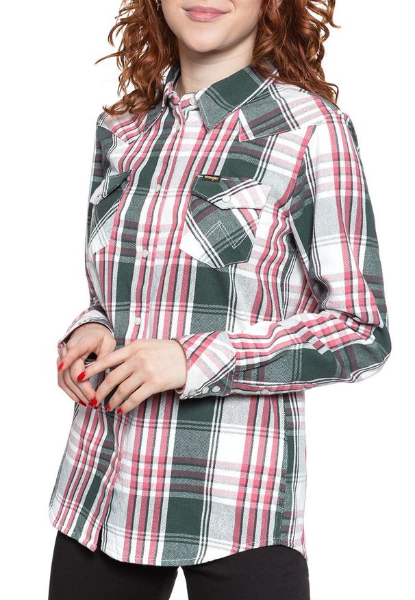 Wrangler - KOSZULA WRANGLER BOYFRIEND WESTERN PINE W5Q1LKG01 112130286. Okazja: na co dzień. Materiał: materiał. Styl: casual